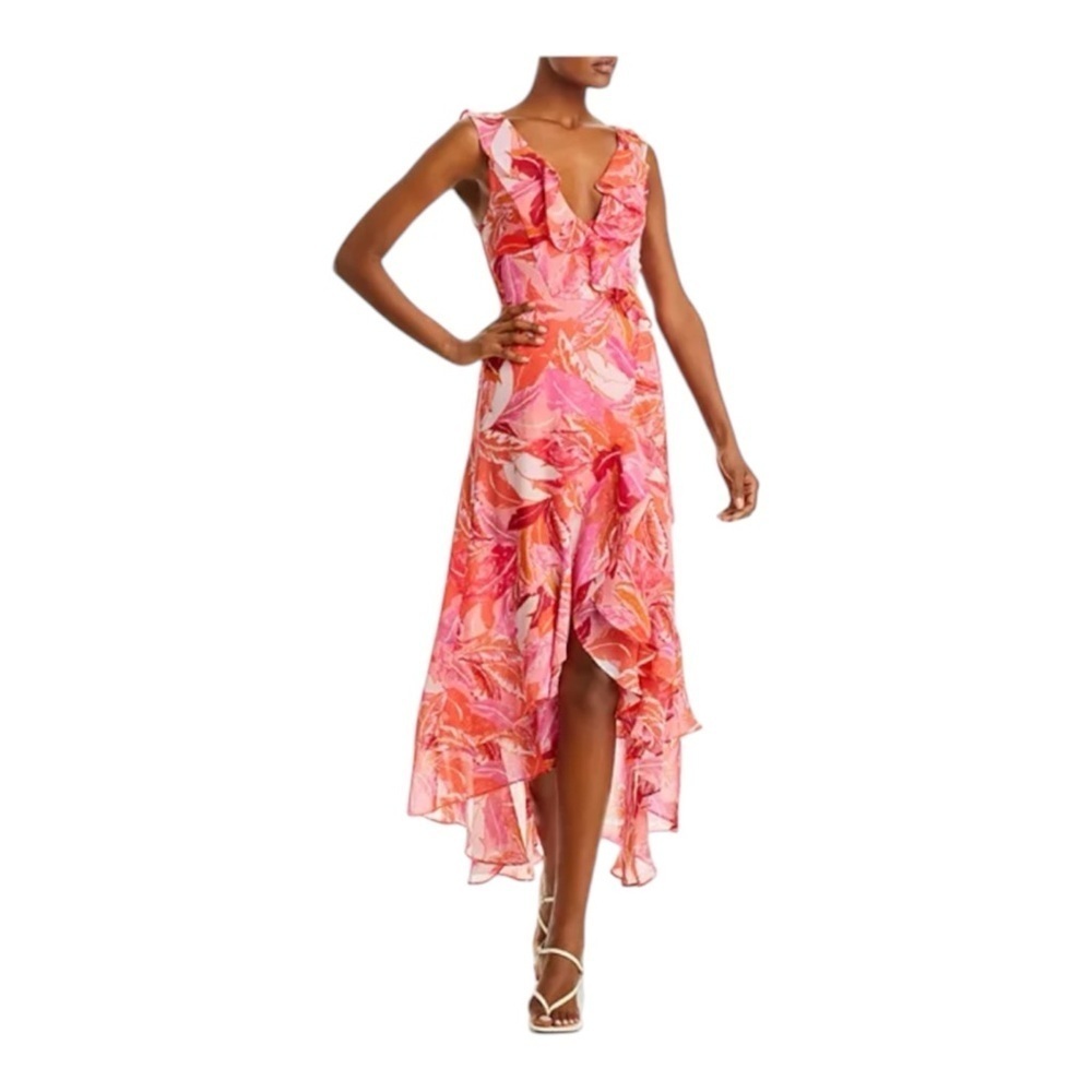 Aqua Botanical Print High/Low Wrap Dress - 100% Exclusive
